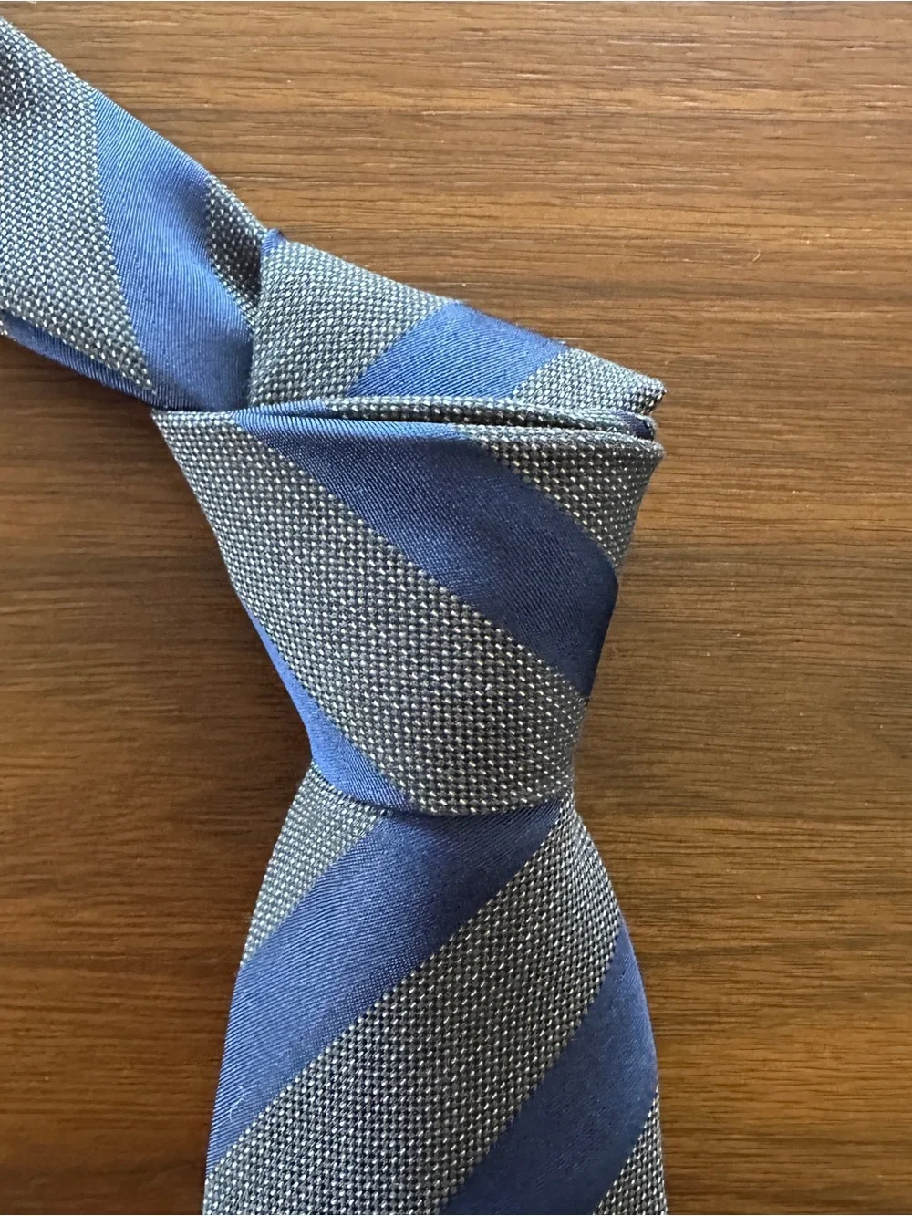 Hugo Boss Blue and Gray Diagonal Stripe Tie